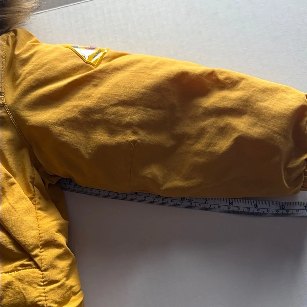 Zara Kids Yellow Puffer Jacket with Faux Fur Hood